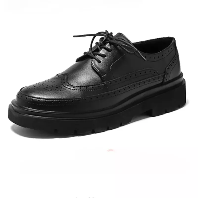 Men' Shoes 2023 High Quality Lace Up Leather Casual Shoes Spring and Autumn Round Toe Solid Concise Platform Water Proof Loafers