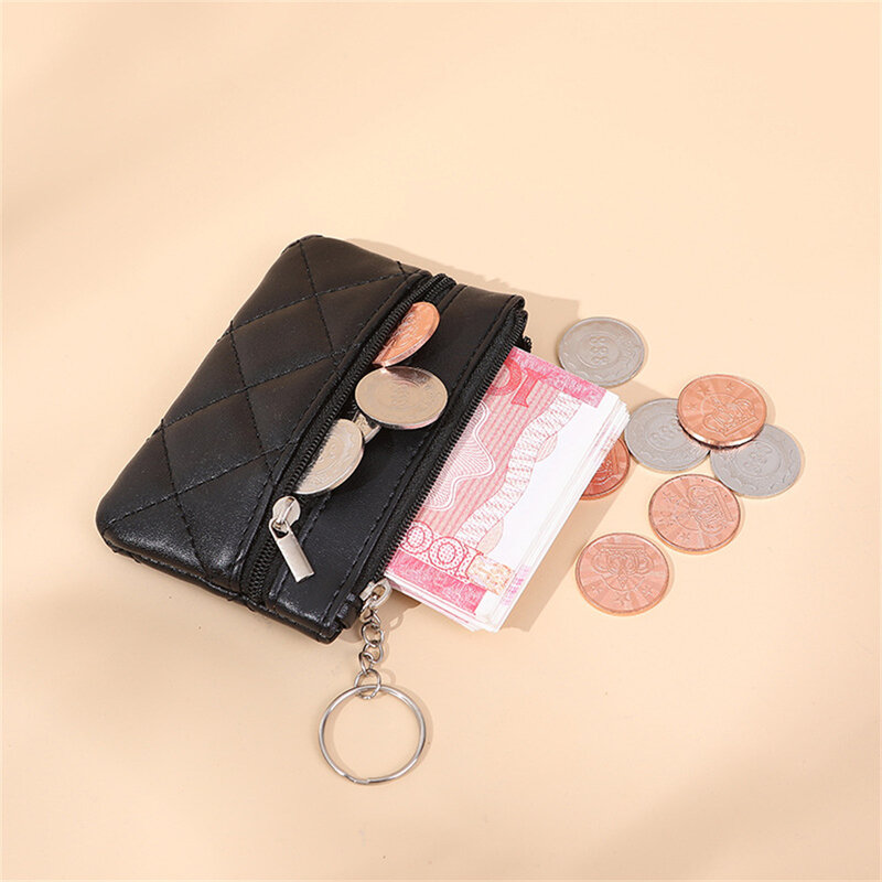 Damski portfel damski podwójny zamek błyskawiczny portmonetka pieniądze kieszeń portfel na karty kredytowe breloczek portfel dziewczęcy portfel