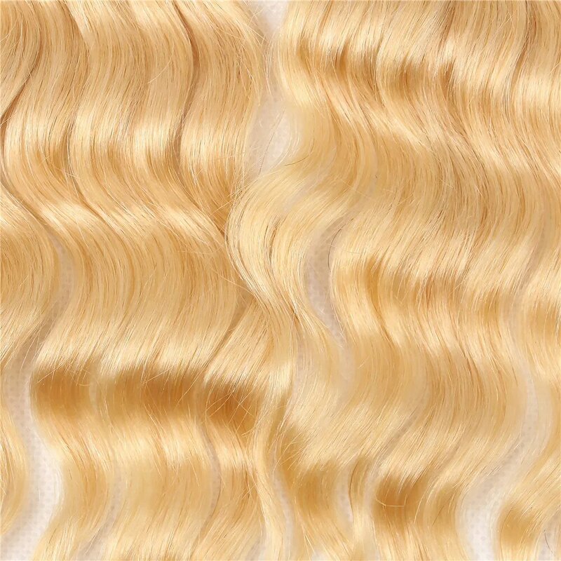 Perruque Lace Closure brésilienne Remy pour femme, cheveux ondulés blonds, 4tage, partie libre, dentelle suisse transparente, densité 613, 150%