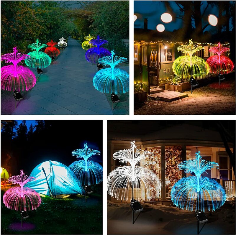 Luce solare da giardino 7 luci di meduse di colore Led lampada da giardino con controllo della luce intelligente in fibra ottica lampada da esterno impermeabile Medusa