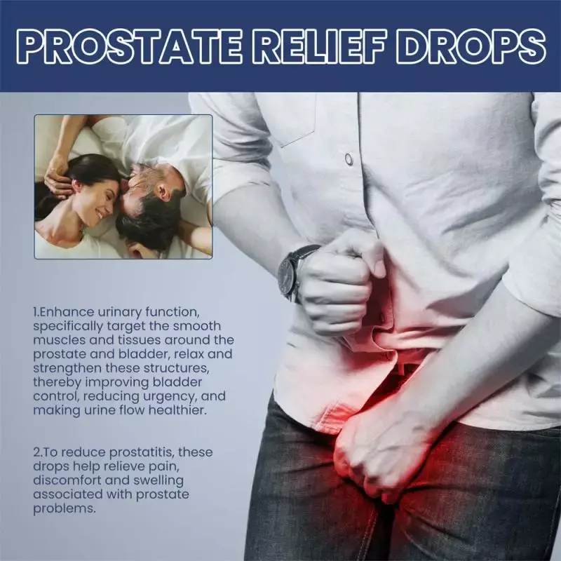 Gotas de próstata para el cuidado corporal para hombres, líquido para aliviar el dolor urinario, agente de micción común, terapia de rehabilitación de próstata, cuidado corporal Masculino