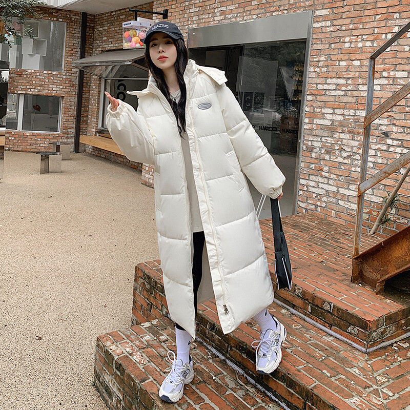 Piumino caldo versione coreana da donna invernale, giacca di pane addensata, cappotto di cotone alla moda di media lunghezza con cerniera