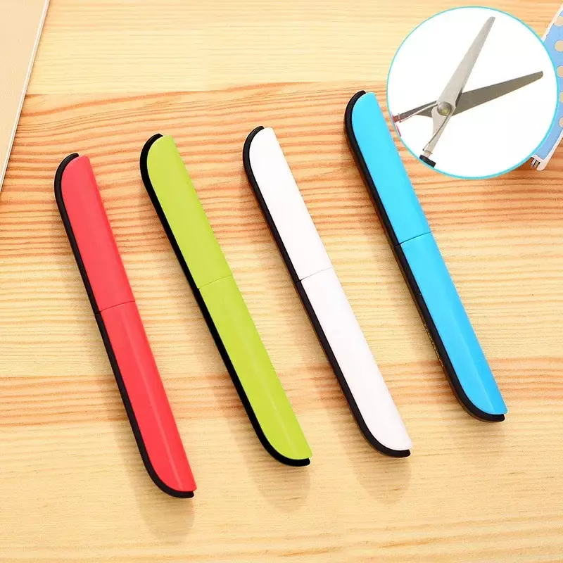 Foldable Scissors Portable Anti Stick for Kids Aldult Handmade Unboxing Paper Cutting Utility Knife Office Stationery Cute