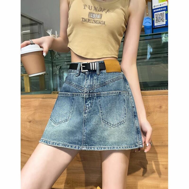 Koboi rok pendek wanita musim panas baru 2024 baru pinggang tinggi celana A-line rok kecil tubuh dibungkus Hip rok ramping