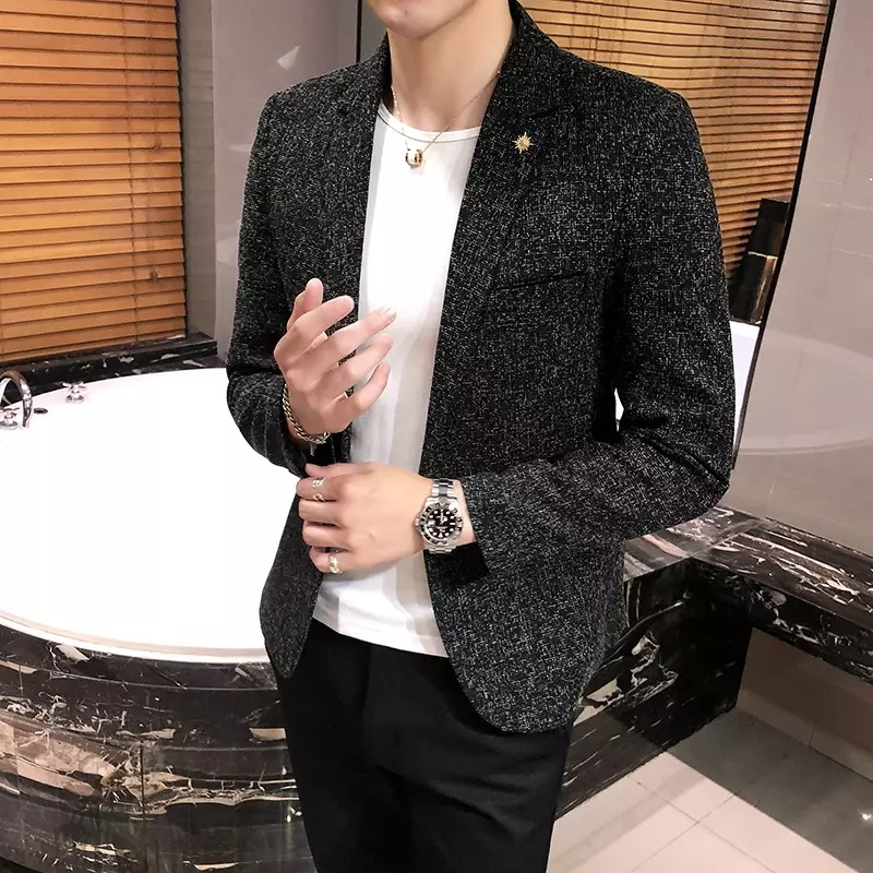 Giacca da uomo giacca Casual Blazer da uomo giacca formale da uomo Design popolare abito da uomo cappotti Business Mens Blazer Plus Size S-4XL