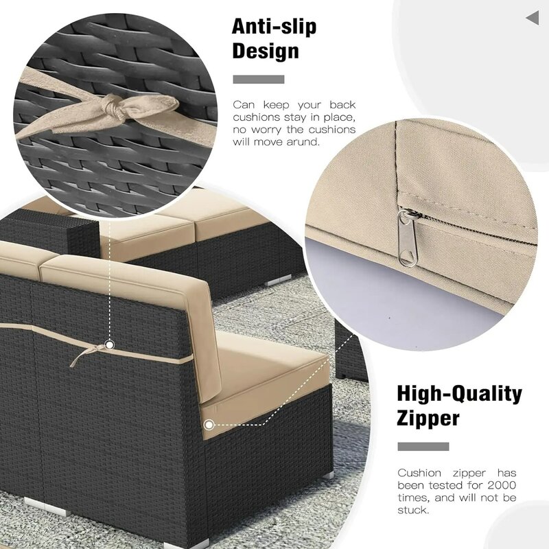 Уличная мебель, сменные подушки для 6-местного патио, ротанговый Плетеный секционный диван для разговора, набор подушек из 14 предметов