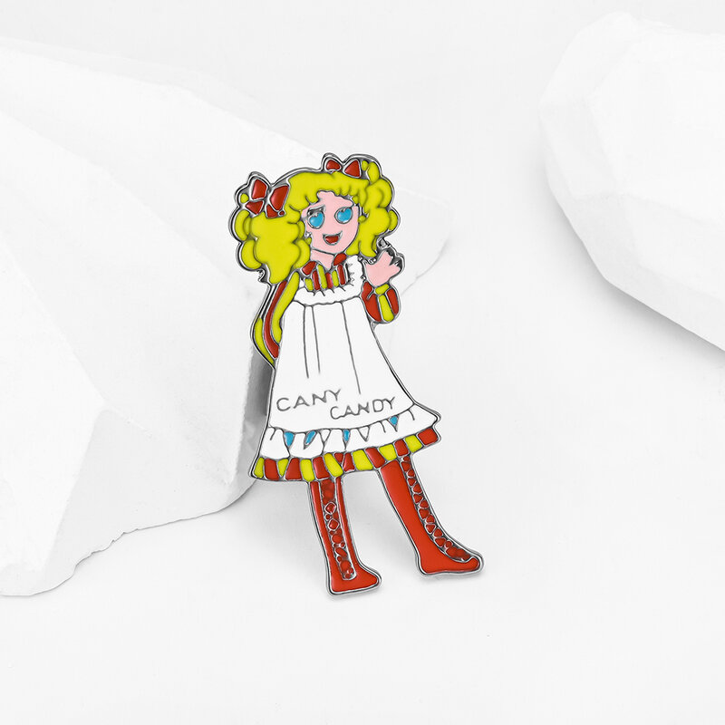 Candy Candy Anime spille smaltate ragazze bavero zaino spilla distintivo Girly Cartoon Jewelry for Women Gifts Collection