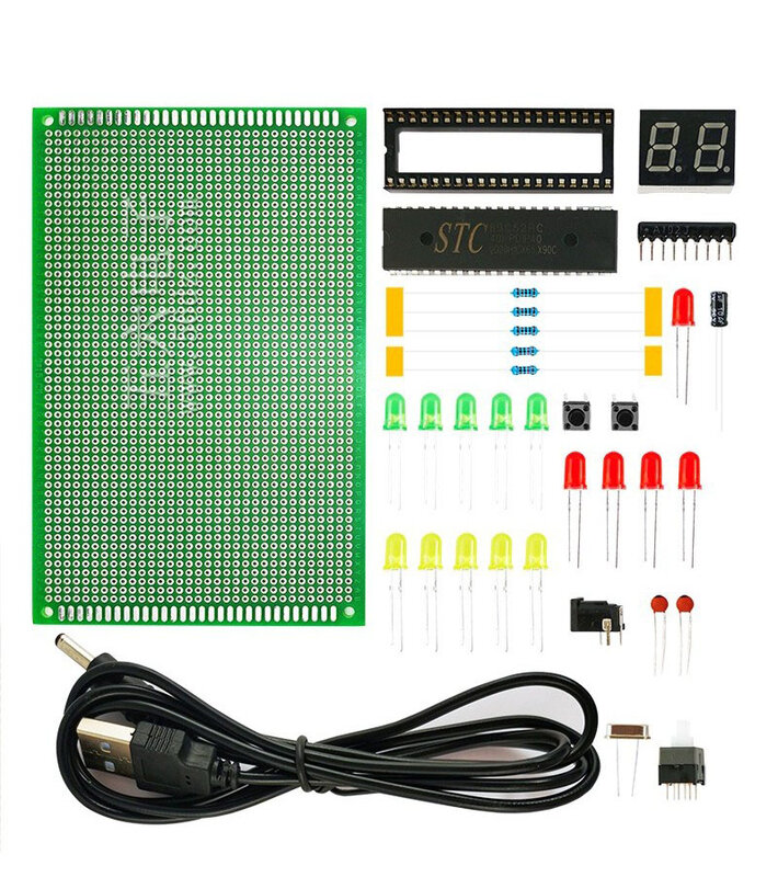 Prosty 51 jednoukładowy mikrokomputerowy sygnalizator świetlny DIY produkcja elektroniczna komponenty