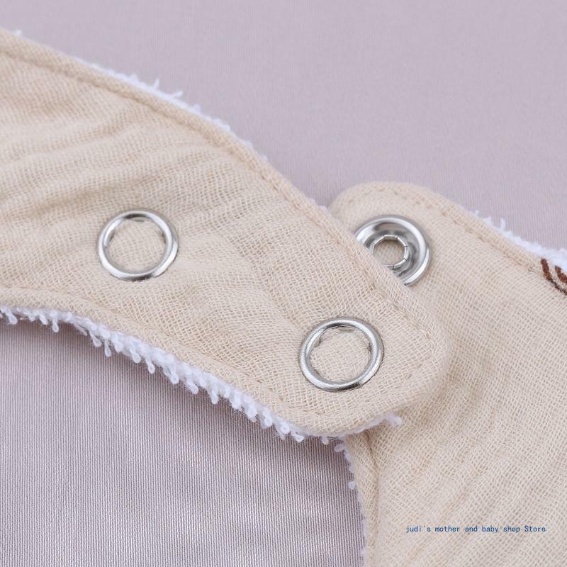 67JC Baby Feeding Drool Bibs Absorbent Adjustable Button Bib Soft Cotton Scarf