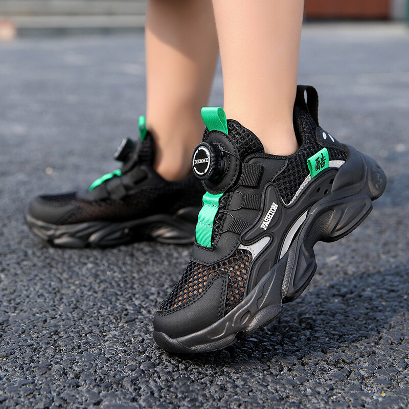 Летняя сетчатая детская обувь, детская спортивная обувь для мальчиков, дышащие Нескользящие износостойкие кроссовки для бега, новый стиль 2024
