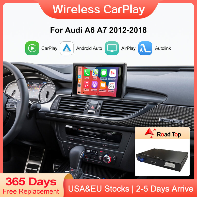 ไร้สาย Apple CarPlay Android Auto Decoder สำหรับ Audi A6 A7 2012-2018,mirror Link AirPlay รถเล่น USB HDMI กล้องด้านหลัง BT