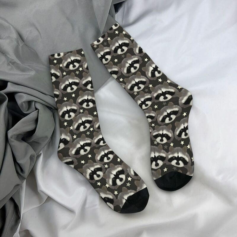 Funny Happy Sock for Men Heads Stars Harajuku Raccoon Animal Quality Pattern Printed Crew Sock Seamless Gift