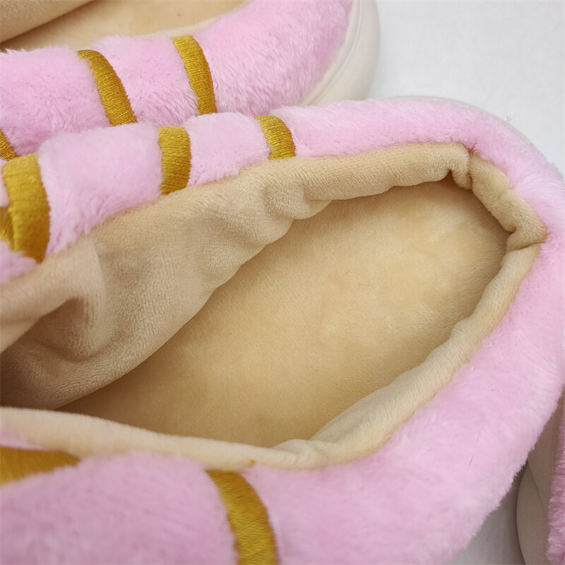 Feminino conchas chinelos de pão mexicano pan dulcehuaraches piso interior casa sapatos quarto quente macio ins rosa chinelos de pelúcia