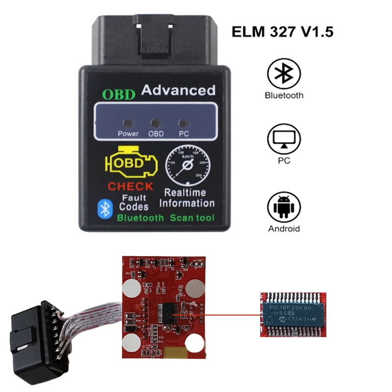 블루투스 OBDII 스캐너, Elm327 V1.5 코드 리더, OBD2 진단 도구, 진단 스캐너, 안드로이드 IOS 윈도우 ELM 327 스캔 도구