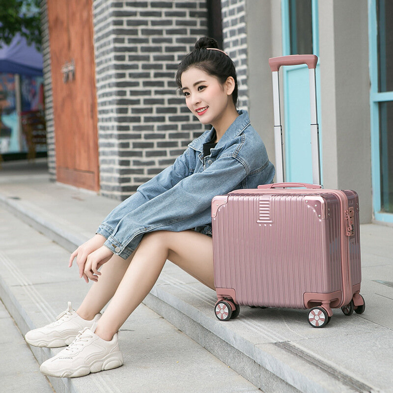 PLUENLI-maleta de equipaje para mujer, pequeña maleta con contraseña, Maleta de verificación, ligera, pequeña y Linda