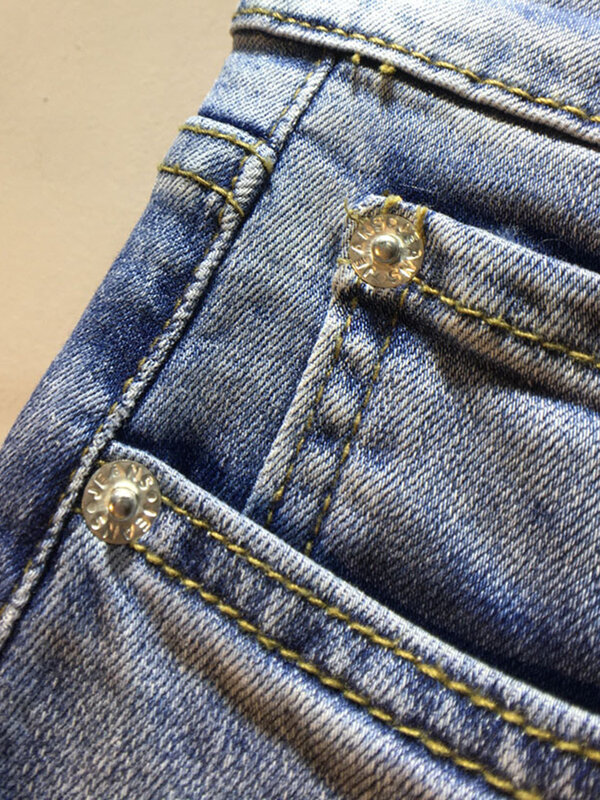 DEAT-Calça jeans feminina cintura alta strass em retalho de coração, calça reta monocromática, moda bolso, 29L700, novo, primavera, 2022