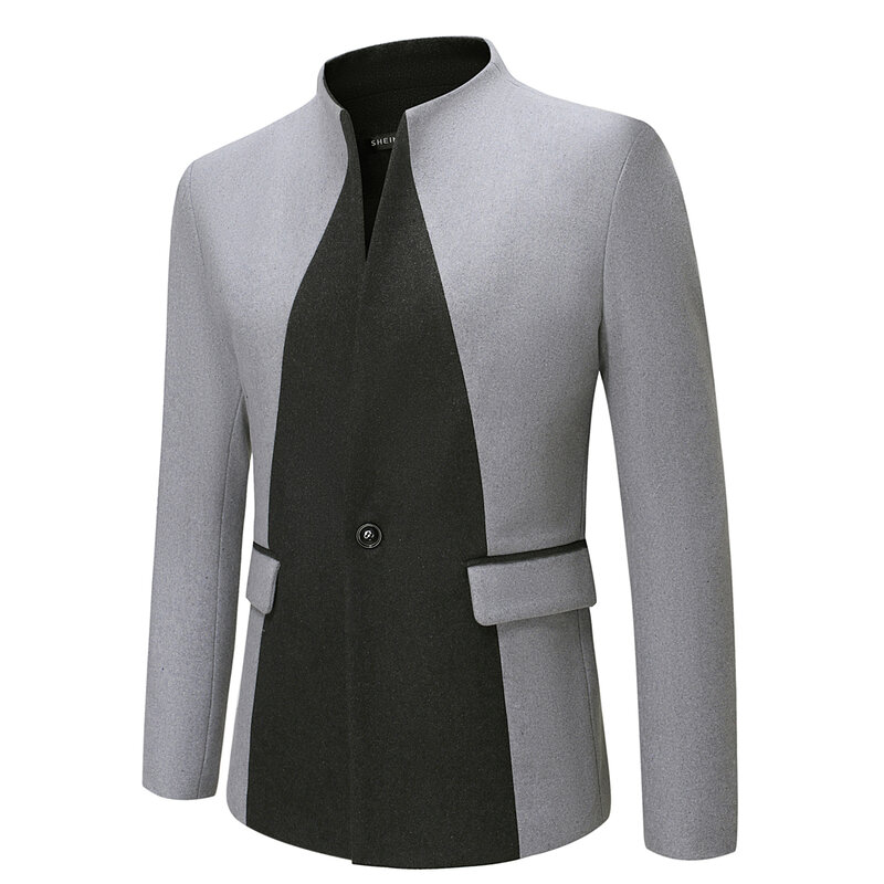 Роскошный Новый дизайнерский деловой Повседневный индивидуализированный Свадебный приталенный костюм с воротником-стойкой мужской повседневный пиджак мужской пиджак