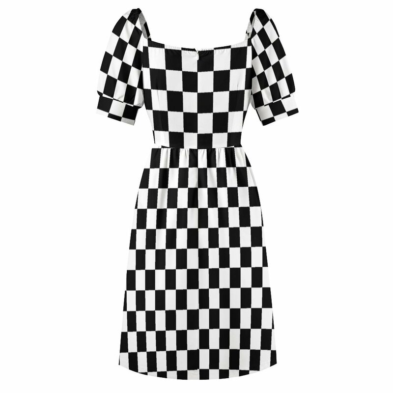Schwarz Schachbrett Kleid Kleid Frauen Sommer elegantes Kleid Frauen lange Kleider Geburtstags kleider für Frauen