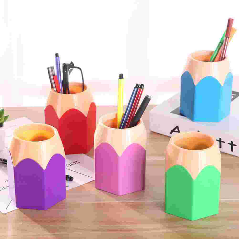 Portapenne a forma di matita vaso portamatite carino portapenne matita colorata pennello per trucco organizzatore di immagazzinaggio forniture per ufficio a casa