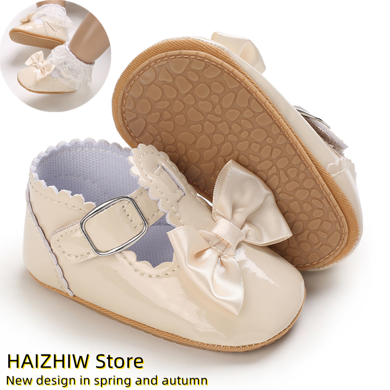 Новые Бежевые Баптистские туфли, Классическая обувь для девочек, обувь для начинающих ходить принцесс с бантом, детские туфли