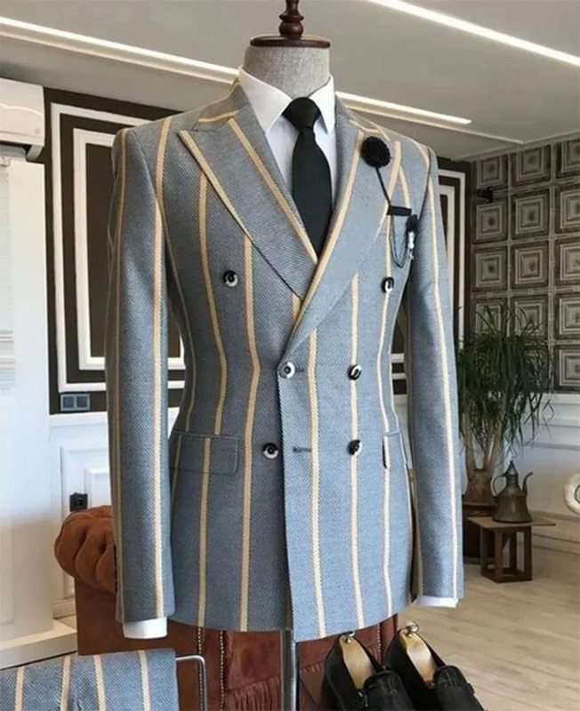 Men's Blazer Houndstooth Pattern Pockets Single Breasted Lapel Collar Blazer Business Casual Men's Clothing