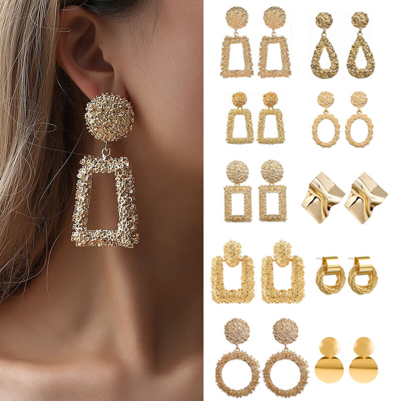 Große Ohrringe Übertrieben Matte Stud Ohrringe Für Frauen Metall Earing Gold Silber Farbe Schwarz Gelb Rot Ohrringe Kreative Schmuck