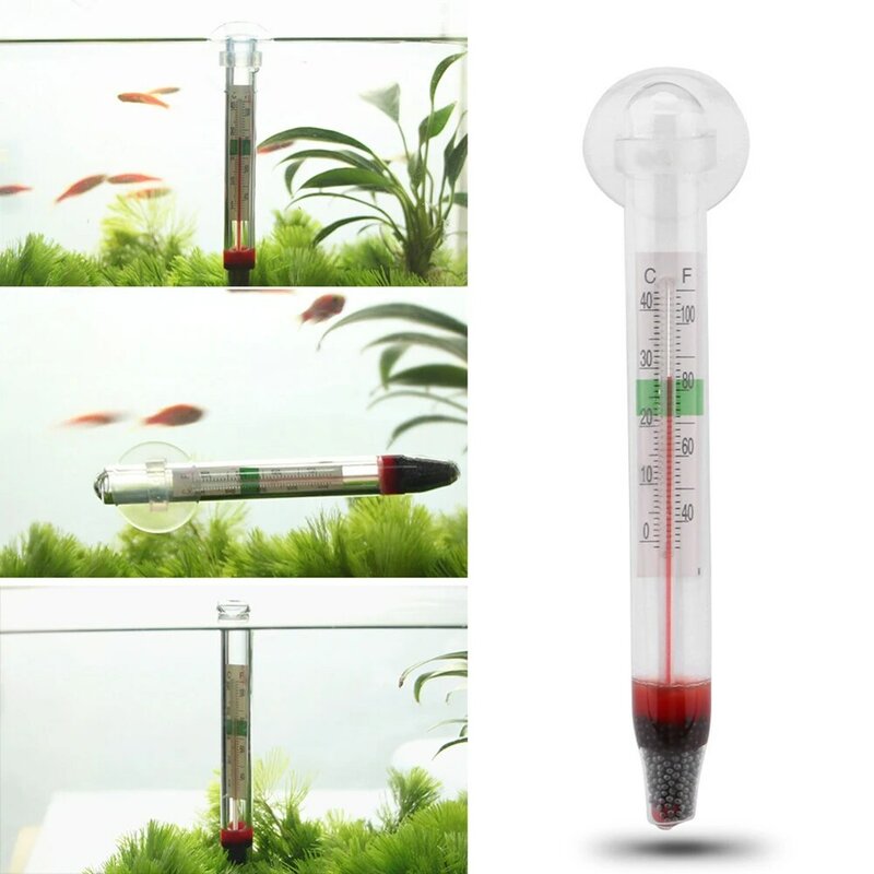 Aquarium Thermometer Submersible Glass Fish Glass Super-strong Sucker Clearer Observation Tank Waterproof Measure Accessories