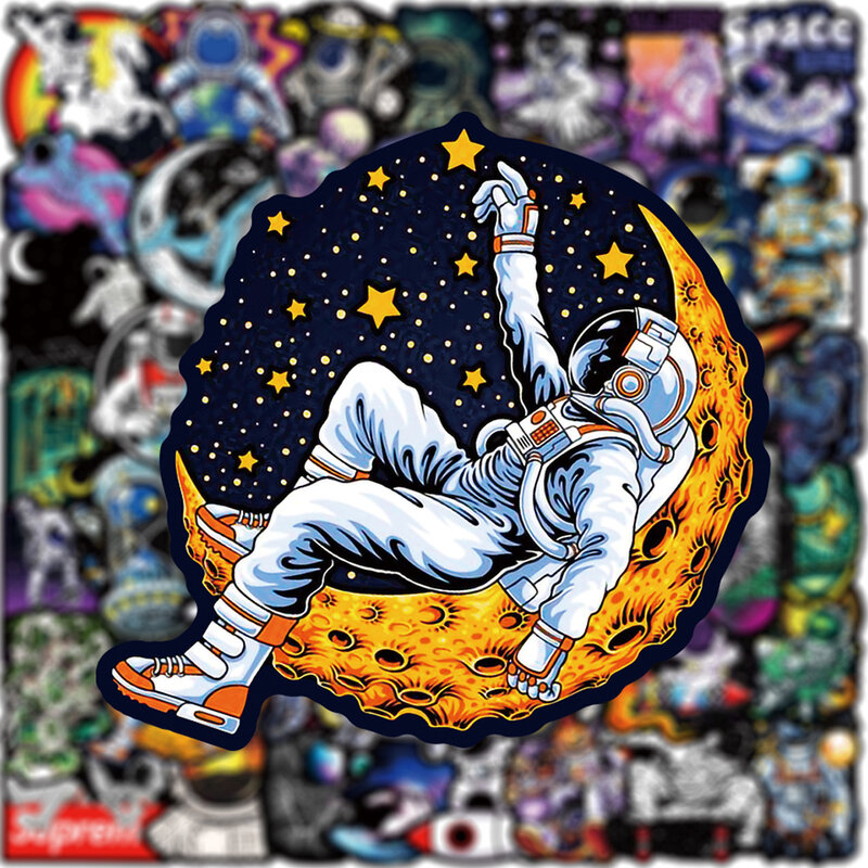 10/30/50 pz spazio esterno astronauta adesivi estetica Cartoon decalcomania fai da te Skateboard moto bagagli impermeabile Cool Sticker Toy