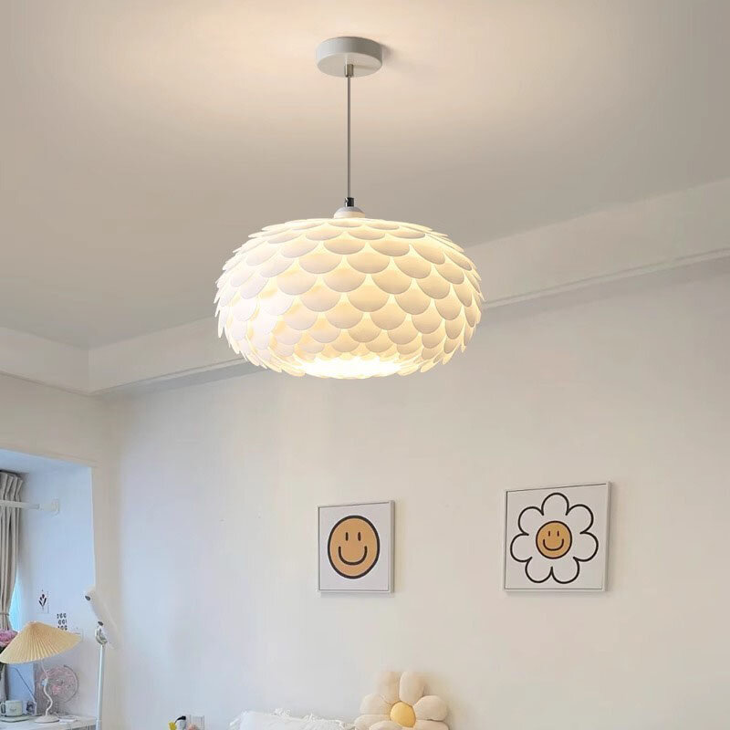 Creative Fish Scale Ball Lampshade Pendant Lighting Bedroom Bedside Hanging Lamp Study Decoration Restaurant Bar Led Chandelier