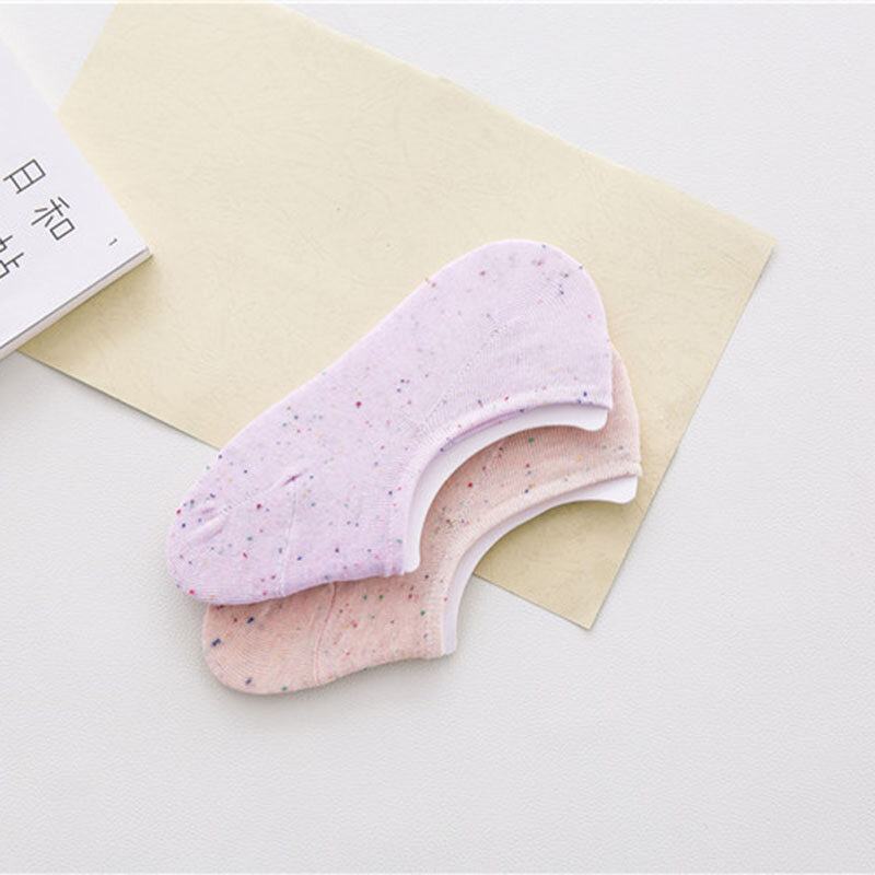 5 Paar Dames Zomer Katoenen Onzichtbare Sokken Siliconen Anti-Slip Ondiepe Mond Dunne Comfortabele Ademende Candy Color Boot Sok