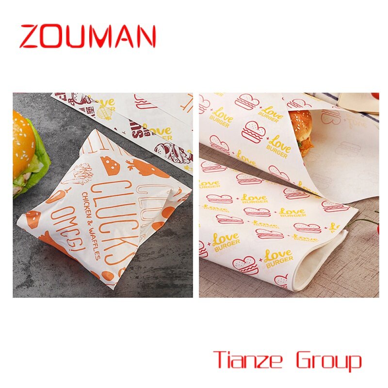 Custom , Hamburger Paper Wrapper  Customized Hamburger Restaurant Cake Grease Proof Hamburger Paper Fast food packaging
