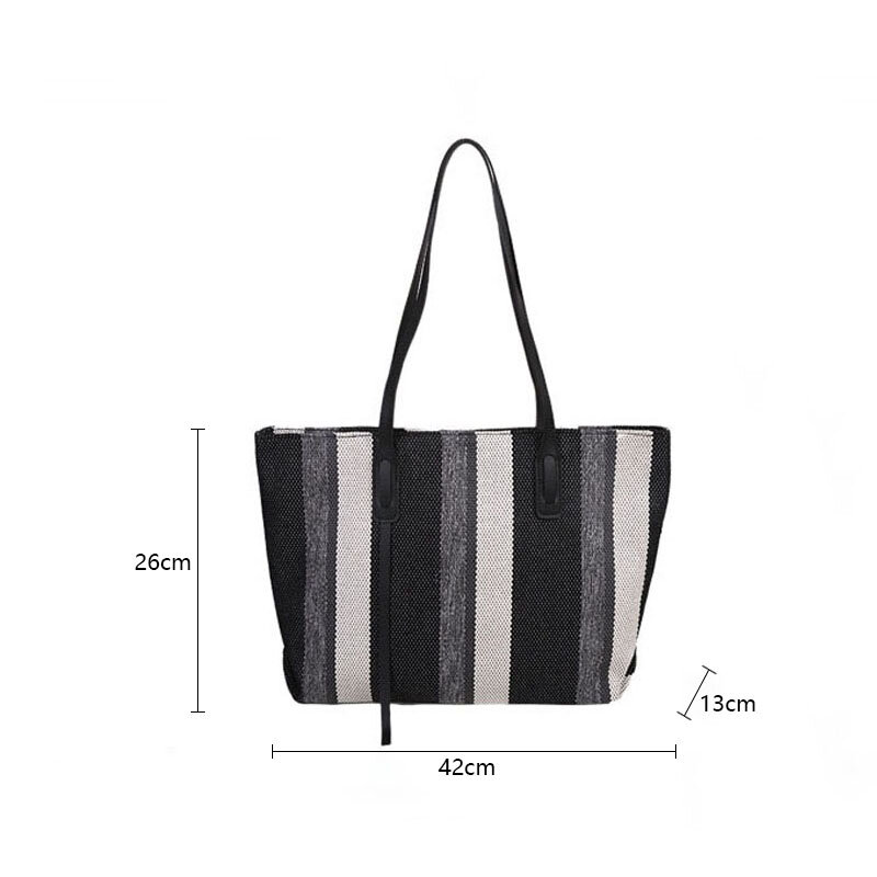 Borse estive in rafia per donna borsa a tracolla per Shopper a tracolla di design a righe 2023 borsa a mano in tela Casual da donna