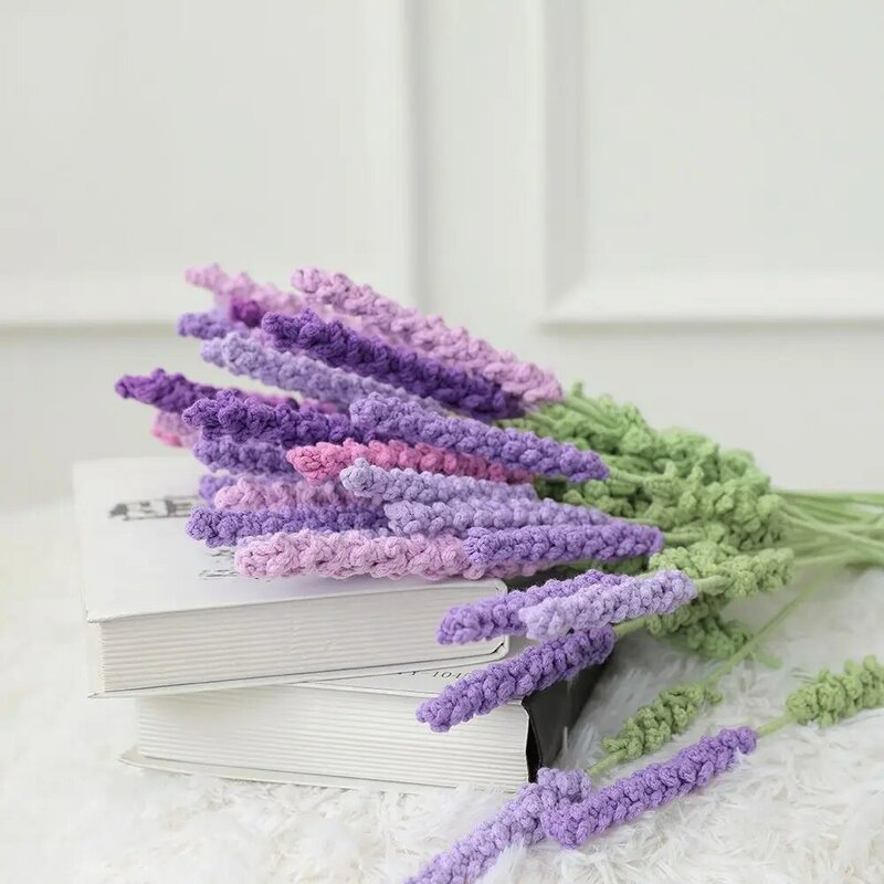 Mleczna bawełniana prezent na walentynki ręcznie robiona kwiat lawendy domowej roboty szydełkowe kwiaty bukiet lawendy lawendowy pleciony kwiat