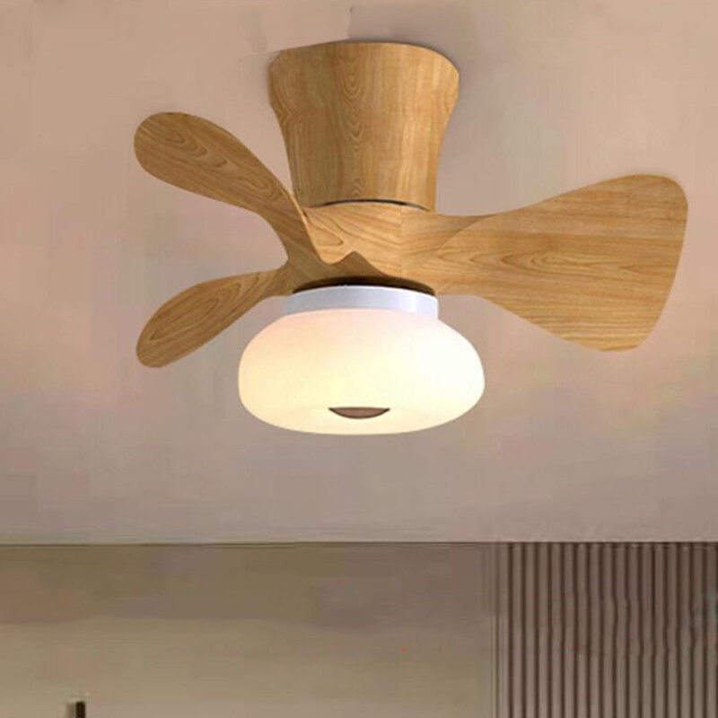 Holz farbe kleine Decken ventilatoren Licht für Wohnzimmer Schlafzimmer niedlichen bunten Macoron Fans Lampe 22 Zoll App Dimmen Smart Fans