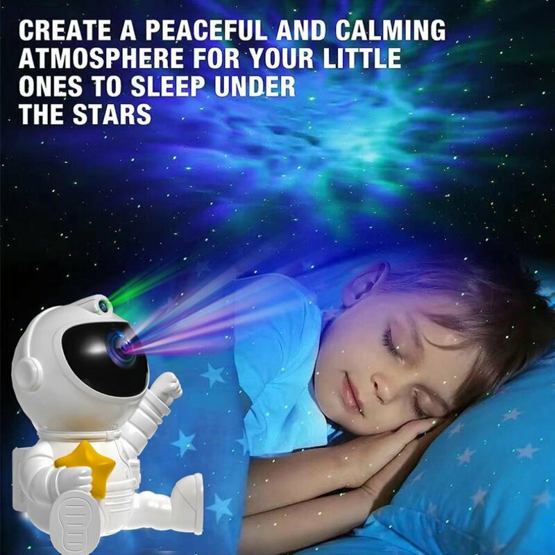 Astronot baru lampu malam Nebula, lampu malam kendali jarak jauh waktu dan rotasi 360, lampu bintang kepala magnetik untuk kamar tidur, dekorasi ruang bermain