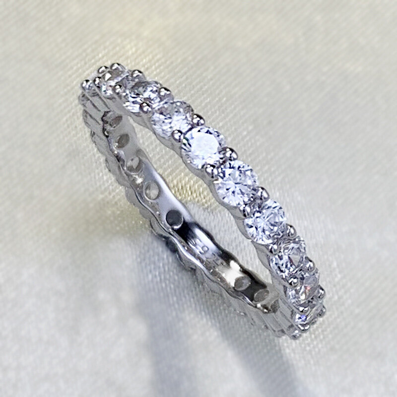 خاتم ألماس من الفضة النقية S925 للنساء ، تصميم صغير وفاخر ، خاتم زركون كامل ، جديد ،