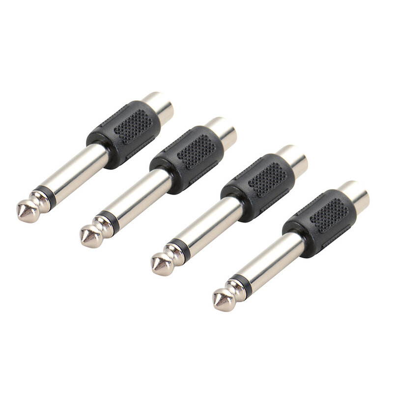 4 Pcs Plastic Metal Audio Adapter 6.35mm To RCA 1/4in Male Mono Plug Accessory Pro Audio Applications In Home KTV