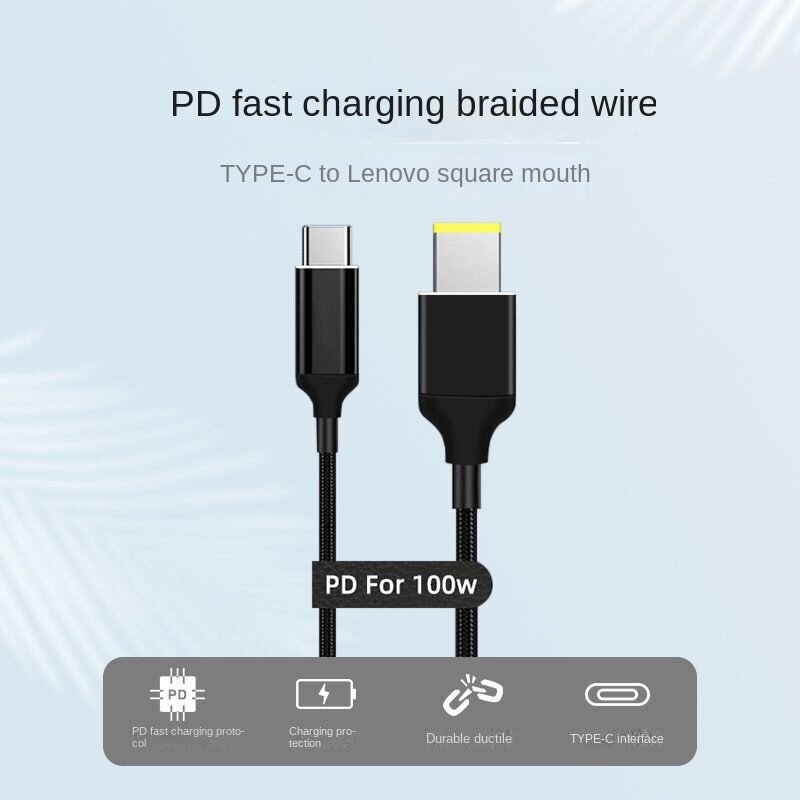 Por 100W 20V 5A USB Type C To Square Male Plug Converter USB C Fast PD Charger DC Charging Cable Cord for Dell Lenovo HP Laptop