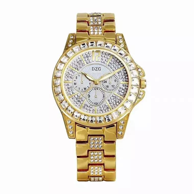 Reloj con diamantes para mujer, pulsera informal de lujo, de cristal