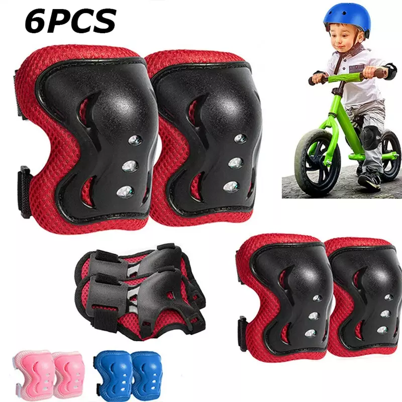 子供用の膝と肘の保護キット,6個,スケートボード,スケートボード,スケートボード,安全部品