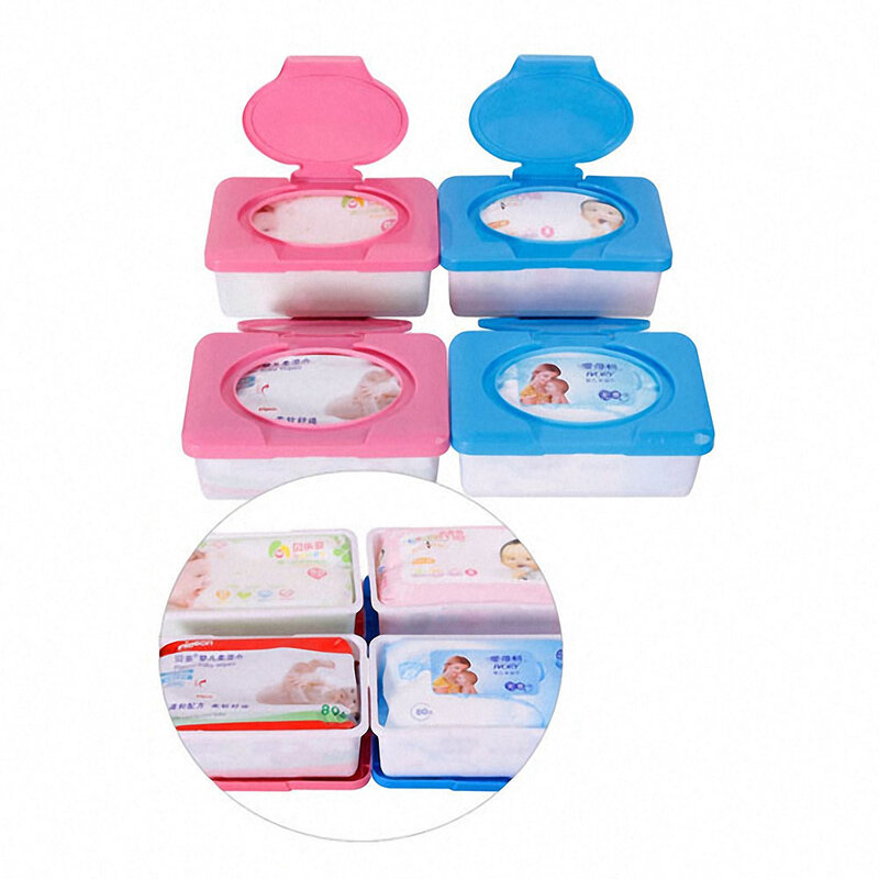 Kotak Penyimpanan Tisu Bayi Dispenser Serbet Kotak Tisu Basah Kering Wadah Kertas Plastik Tempat Tisu Aksesori Kereta Dorong Perawatan Bayi