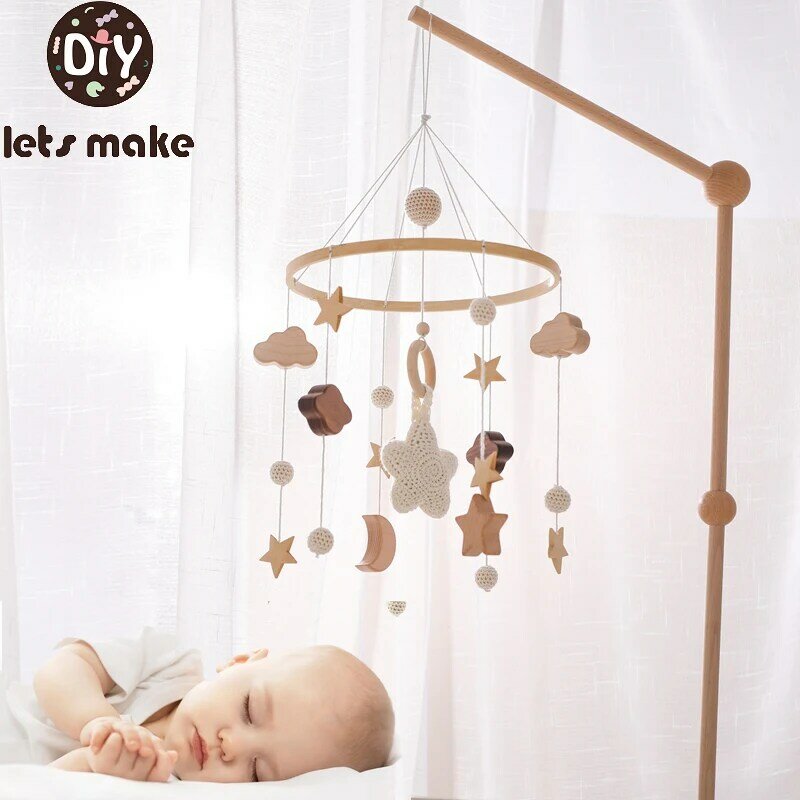 Let's make-sonajero de juguete para bebé de 0 a 12 meses, caja de música móvil de madera para recién nacido, campana de cama, soporte para juguetes colgantes, soporte para cuna infantil, juguete de regalo