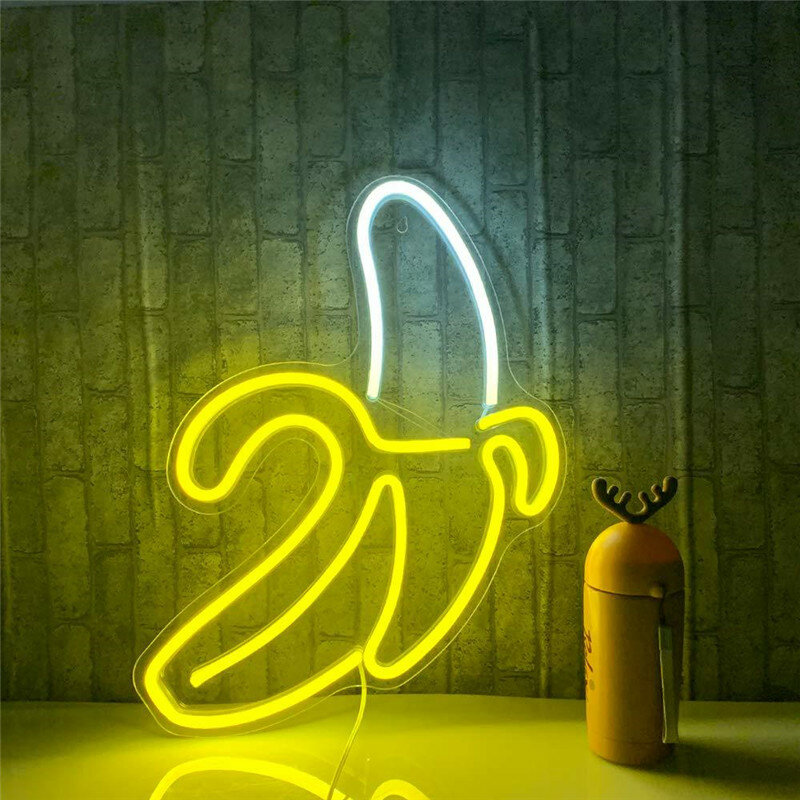 Banana Shape Neon Light Signs Room Wall Decor Lamp LED Neon Lamp Art Baby Children Night Lights Hanging Led Lamp for Party