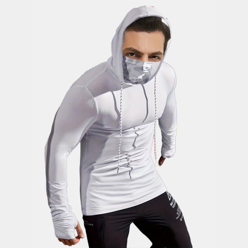 Мужская спортивная одежда для бега тренировочная Толстовка для фитнеса облегающая спортивная одежда Повседневный дышащий мужской пуловер для бега и фитнеса топ с капюшоном