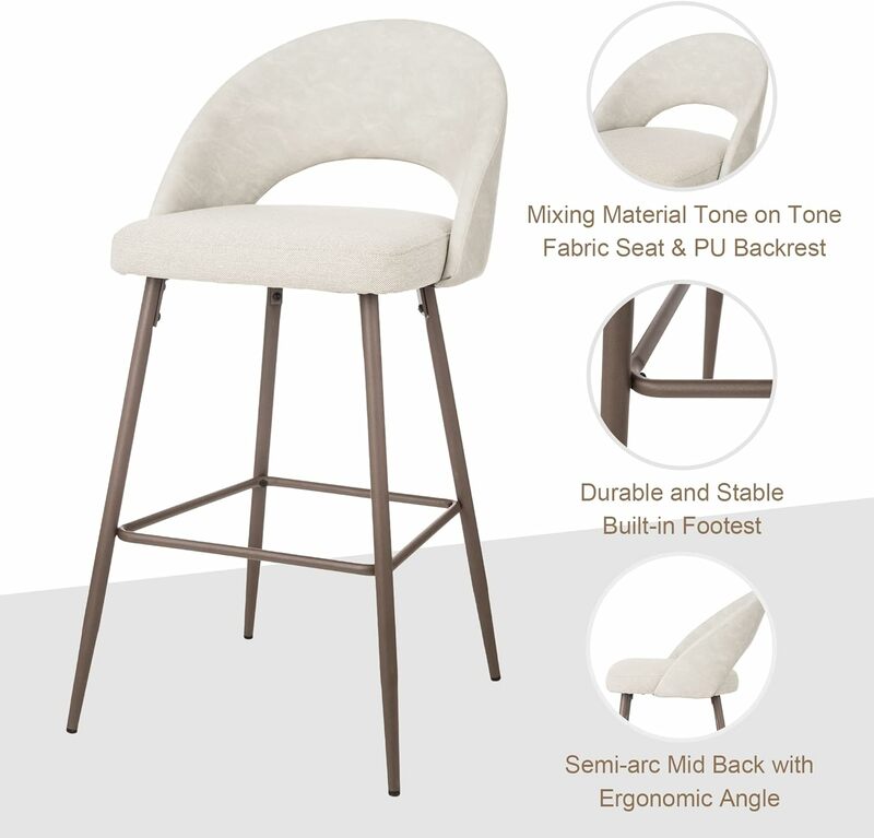 Glitzالمنزل-مقاعد عالية حديثة ، مجموعة من مقاعد بار بارتفاع 2 ، 40 بوصة ، مصنوعة من جلد البولي يوريثان ، مع أرجل معدنية