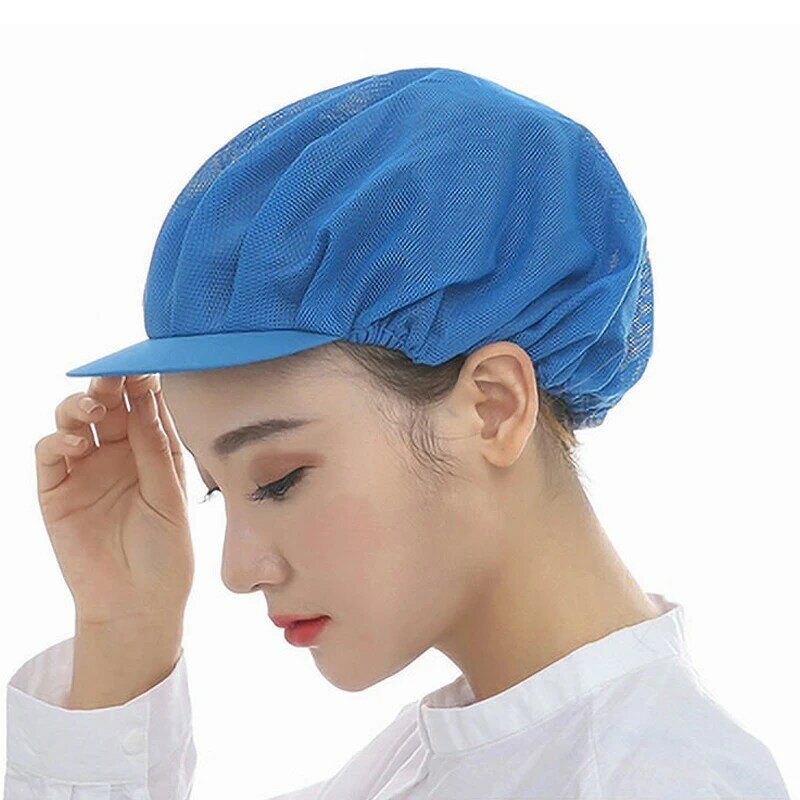 5 Pieces Man Chef Hat Canteen Women's Kitchen Hats Food and Electronics Processing Plants Work Mesh Cap Workshop Worker Hat