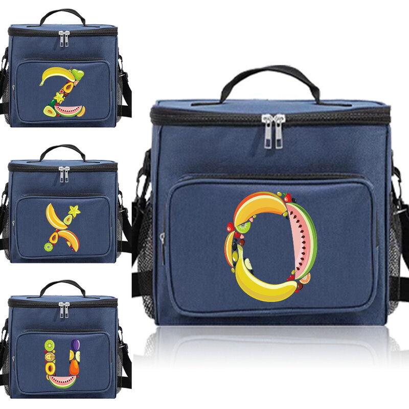 Lunch Bag Insulated Bags Cooler Box Thermal Organizer Handbag Camping Shoulder Storage Lunchbag for Men and Women Fruit Pattern