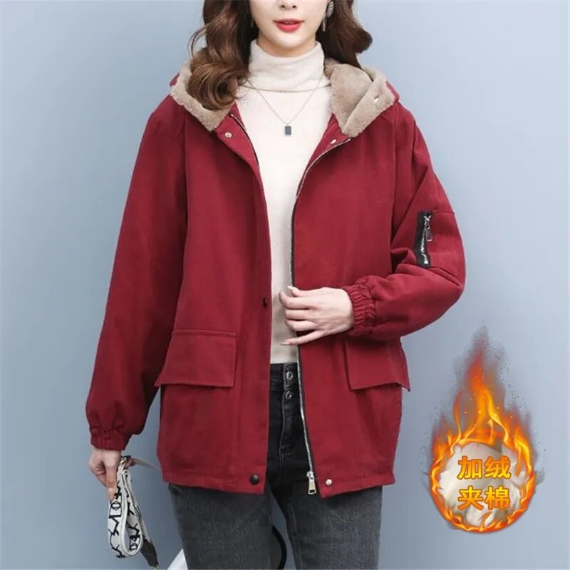 女性のための綿の裏地付きジャケット,セントラルコート,冬服,女性のための非常に素敵なアウターウェア,新しい2023