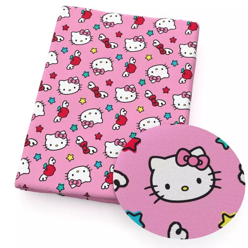 Tissu en coton uni imprimé Hello KITTY, 50x145cm, tissu patchwork de luxe pour pyjamas pour enfants