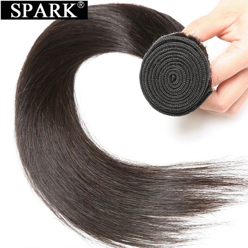 Бразильские прямые человеческие волосы для наращивания SPARK 8-30 дюймов 5A 1B натуральный черный цвет 100% натуральные кудрявые пучки волос Remy волосы